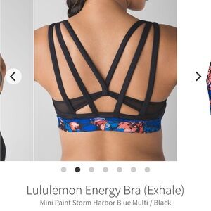 Lululemon Energy Exhale Bra sz 10 Mini Paint Storm Harbor Blue Multi